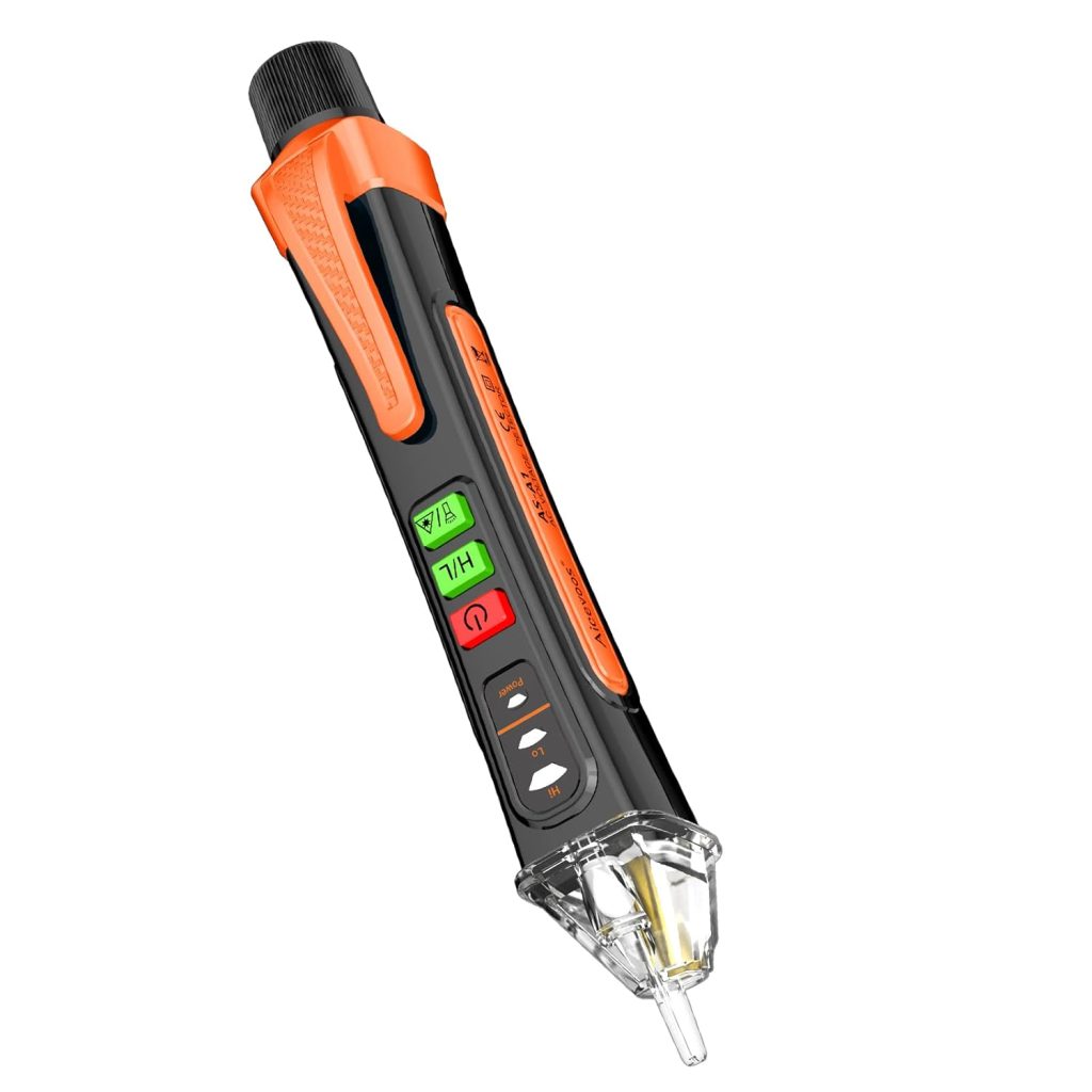 Aicevoos A1 Voltage Tester/Non-Contact Voltage Tester with Range AC 12V-1000V/48V-1000V, Live/Null Wire Tester, Electrical Tester with Flashlight, Buzzer Alarm, Wire Breakpoint Finder(Orange)