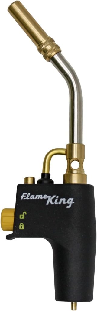 Flame King FK4500CGA High Intensity Propane Torch Head with Ultra Swirl Flame for Soldering, Brazing, Plumbing, Lighting Charcoal/Fire Pits, Compatible with 1LB Cylinders, MAPP, and MAP-PRO