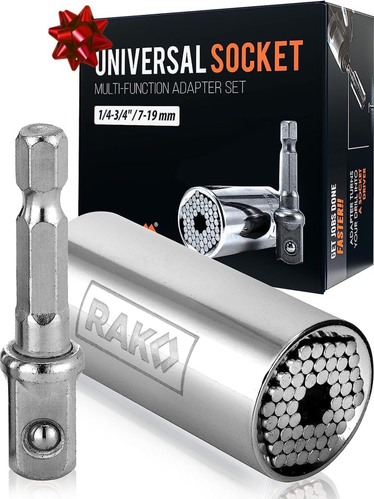 RAK Universal Socket Tool Stocking Stuffer Gifts for Men - Super Socket Gifts for Him - Adjustable Grip Socket Adapter Set for Husband, Mechanic, Handyman, Tools for Men - Christmas Gifts