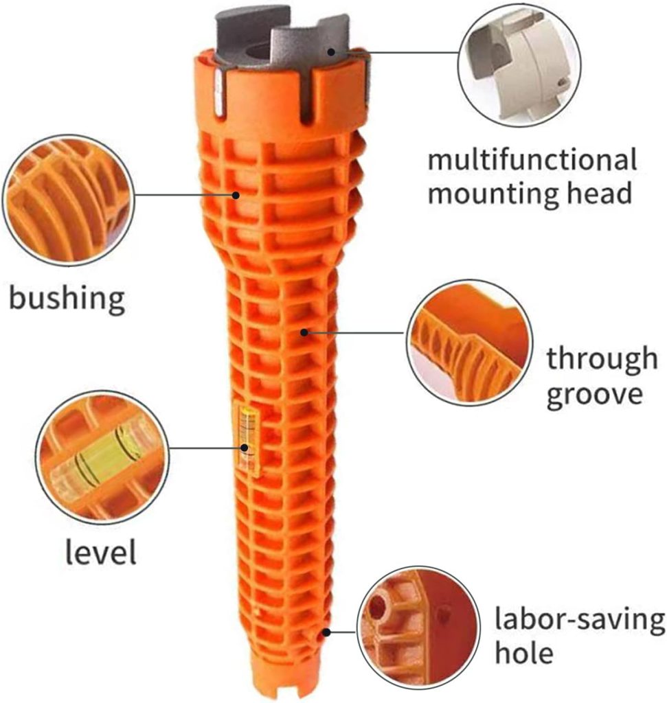 SMOOTHCLUE Faucet and Sink Wrench,Multi-purpose Faucet Wrench Tool,Basin Wrench Plumbing Tools with Gradienter For Plumbers And Homeowners