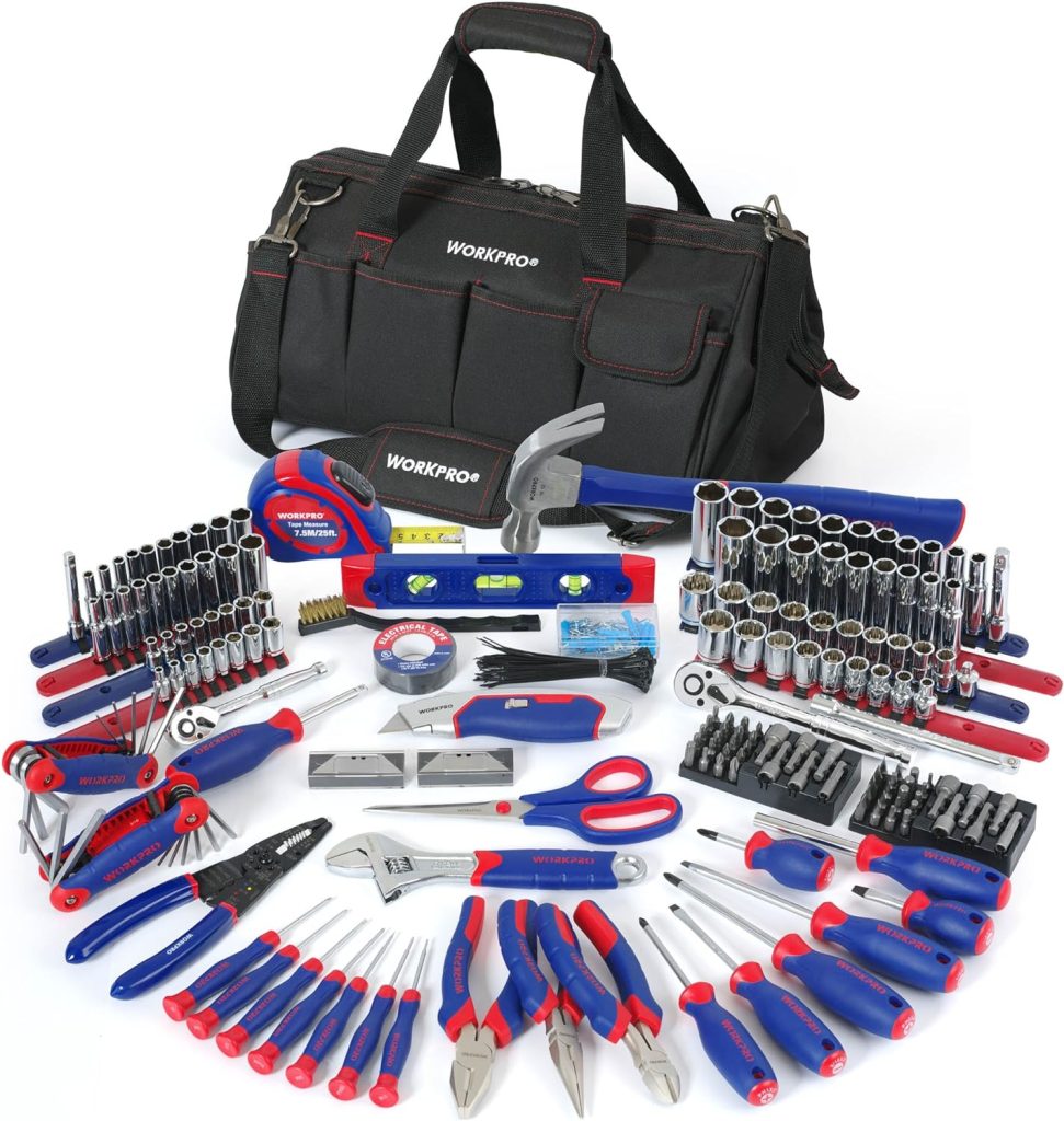 WORKPRO Home Tool Kit, 322PCS Home Repair Hand Tool Kit Basic Household Tool Set with Carrying Bag