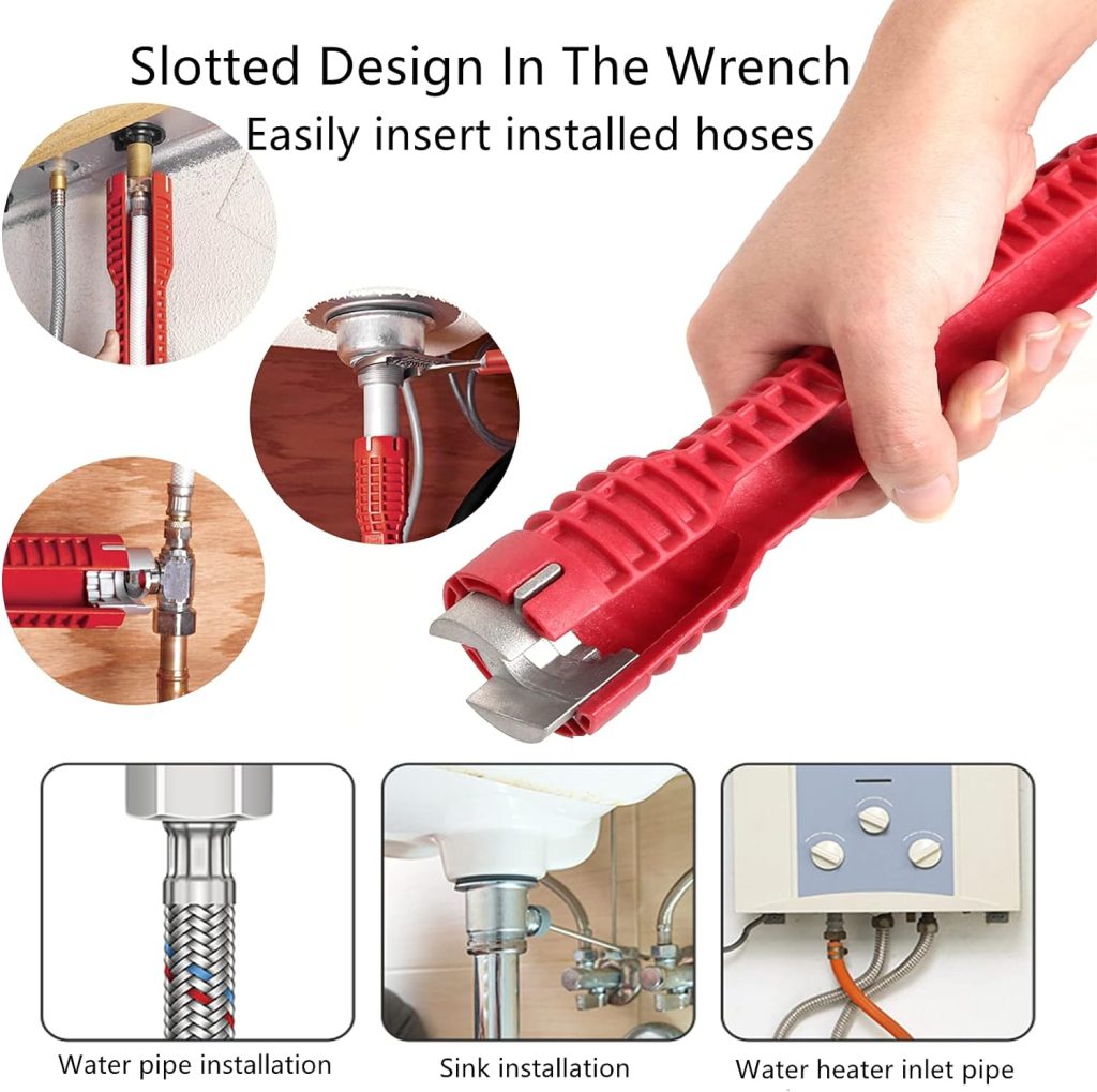Basin Wrench 8 In 1 Faucet And Sink Installer Multifunctional Wrench Tools For Toilet Bowl/Sink/Bathroom/Kitchen Plumbing Removal Protective gloves
