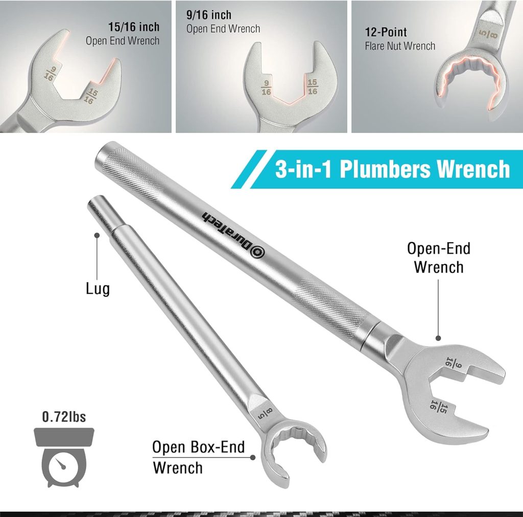 DURATECH 3-in-1 Plumber wrench  4 Way Sillcock Key, 2-Pack, for Valve, Faucet nuts, and Spigots
