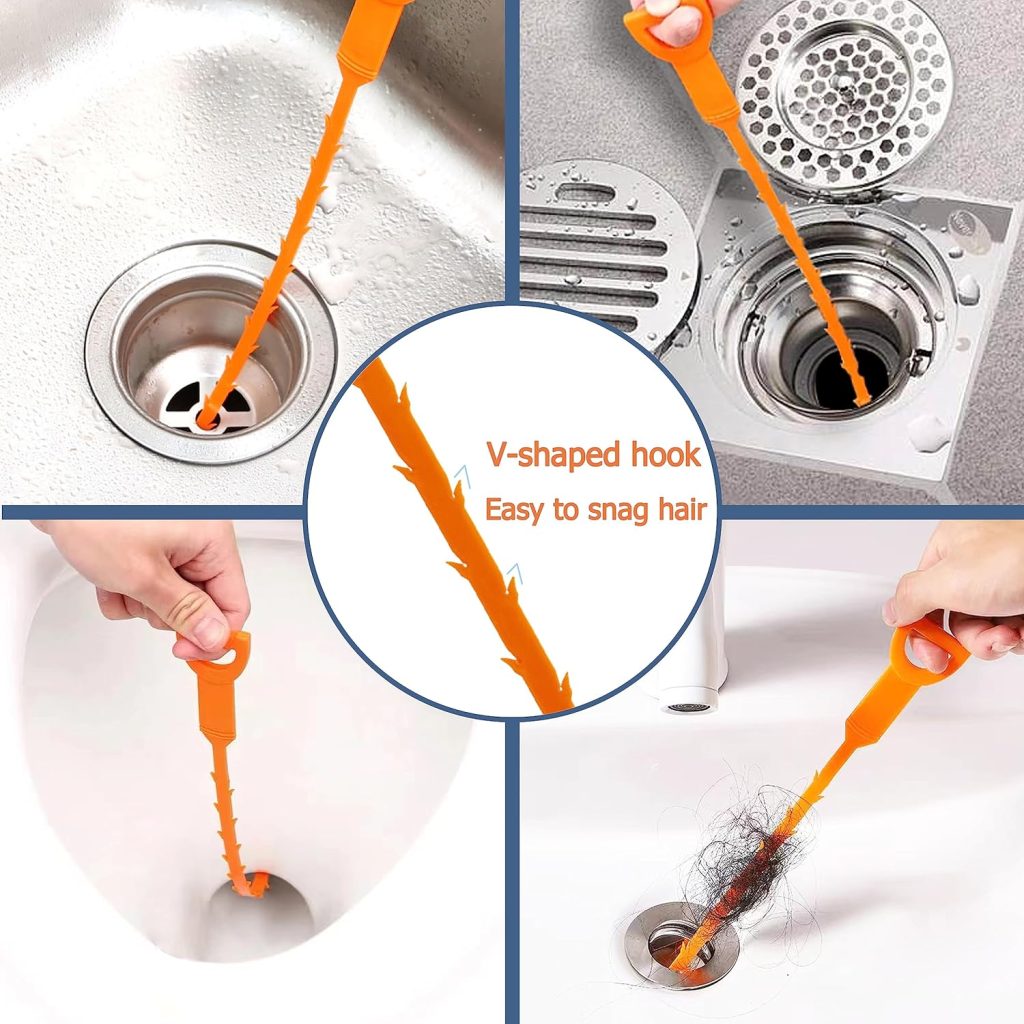 8 Pack 25inch Drain Snake Clog Remover, Drain Hair Remover, Sink Snake Drain Auger Cleaner Tool For Bath Tub, Toilet, Kitchen Sink, Sewer