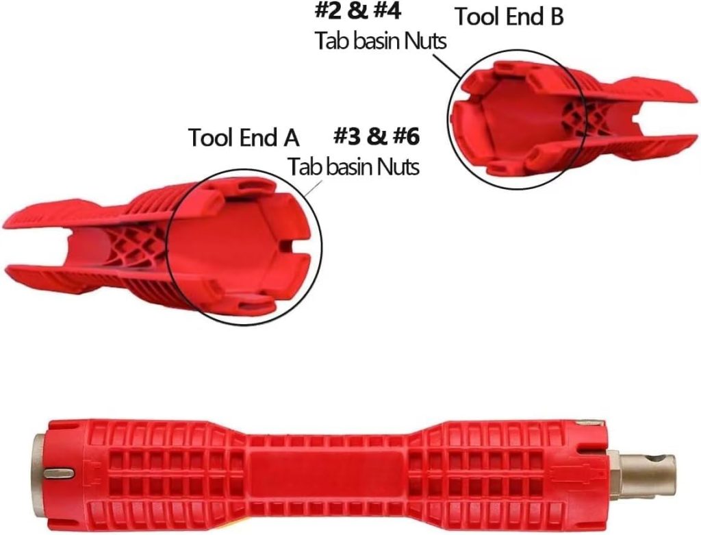 Faucet and Sink Installer（8-in-1）Multi-purpose Wrench Plumbing Tool for Toilet Bowl/Sink/Bathroom/Kitchen Plumbing Repair Installation Hand Tools(red)…