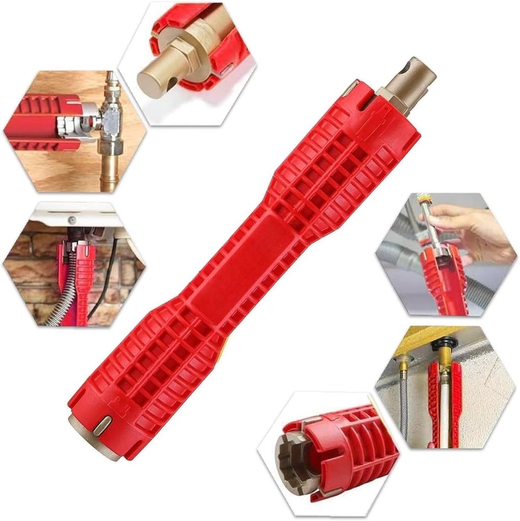 Faucet and Sink Installer（8-in-1）Multi-purpose Wrench Plumbing Tool for Toilet Bowl/Sink/Bathroom/Kitchen Plumbing Repair Installation Hand Tools(red)…