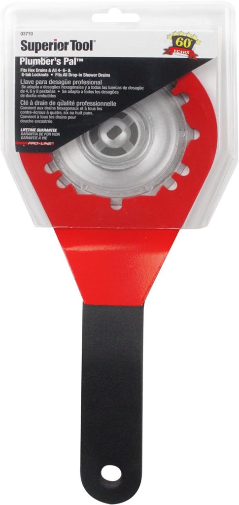 Superior Tools Universal Professional Sink Drain Wrench, Red, 3710